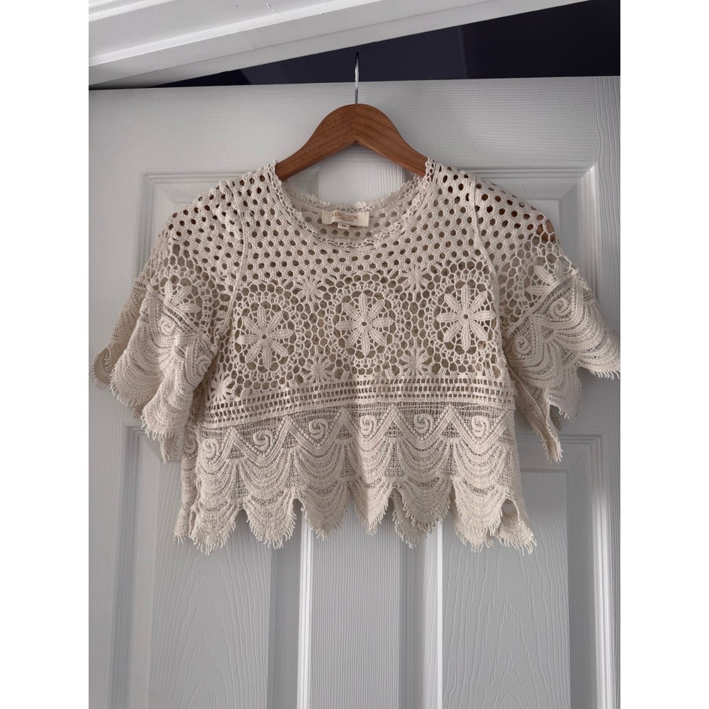 Boho Crochet Knitted Crop‎ Top Neutral Hippie